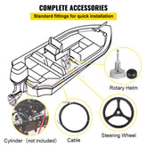Outboard Steering System 16` Outboard Steering Kit 16 Feet Boat Steering Cable with 13" Wheel Durable Marine Steering System